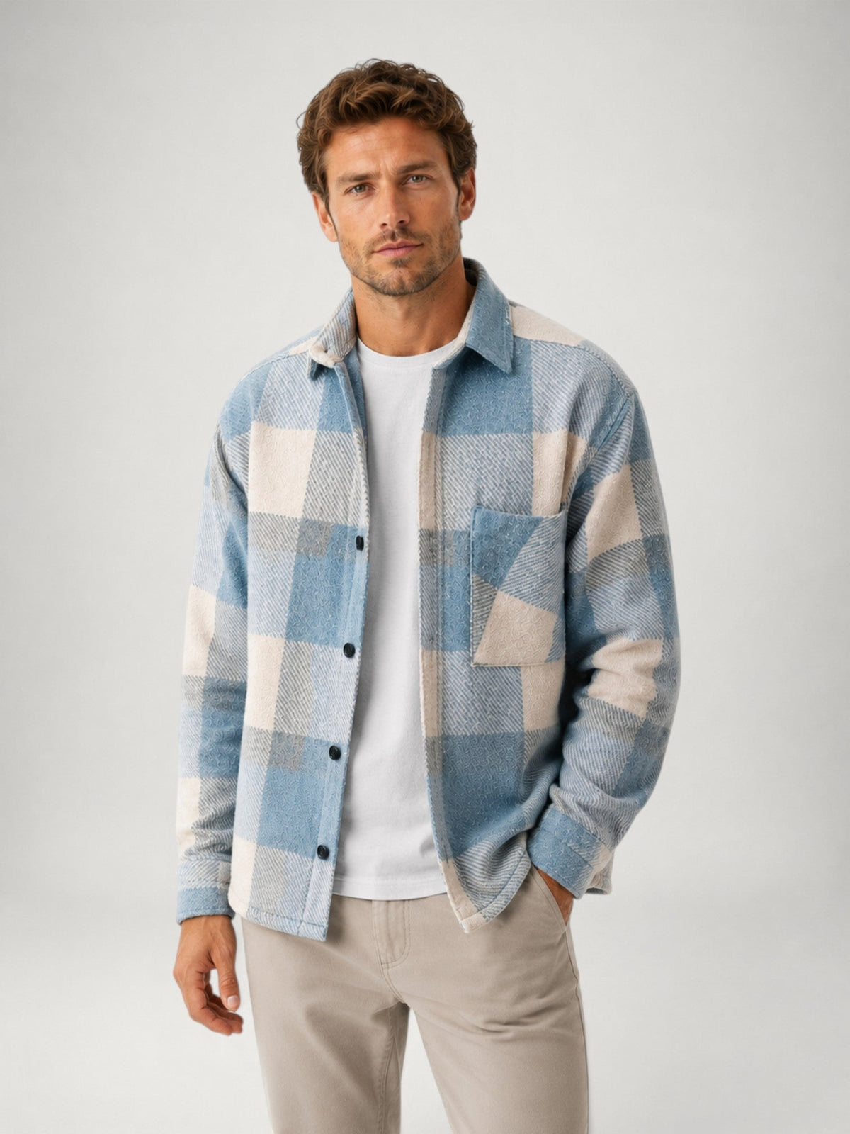 Men's Brushed Plaid Flannel Shirt – Relaxed Fit Overshirt