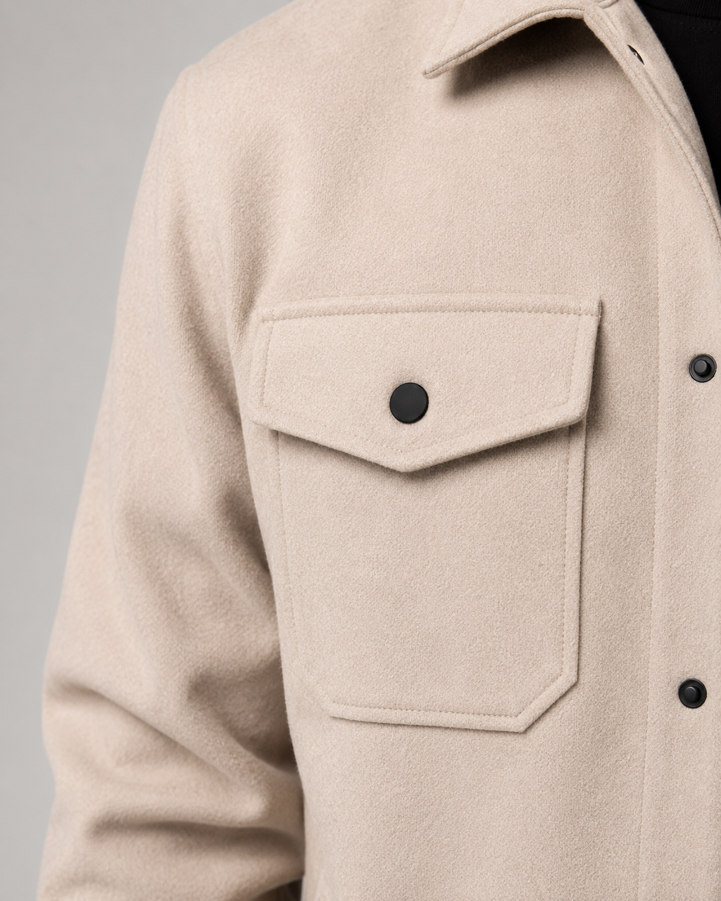 Men's Brushed Utility Overshirt – Button-Up Shirt Jacket with Chest Pockets