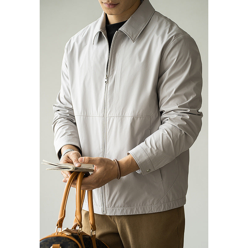 Men's Loose Fit Lapel Jacket – Lightweight Casual Jacket with Side Pockets
