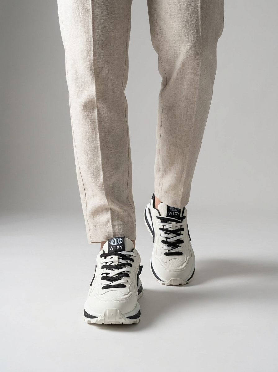 Men's Color Block Casual Trainers – Round Toe Sneakers with Treaded Sole