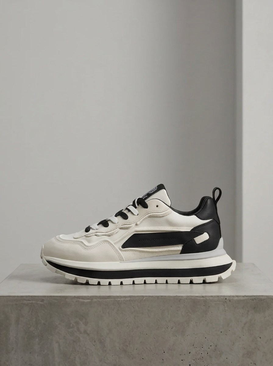 Men's Color Block Casual Trainers – Round Toe Sneakers with Treaded Sole