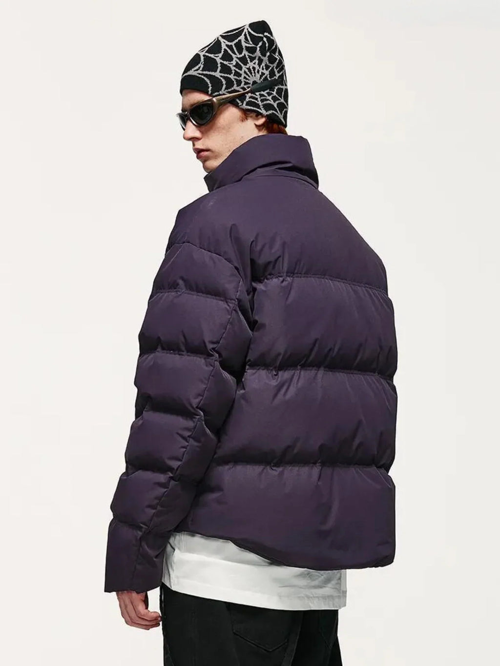 Men's Cropped Puffer Jacket with High Collar – Padded Zip-Up Winter Jacket