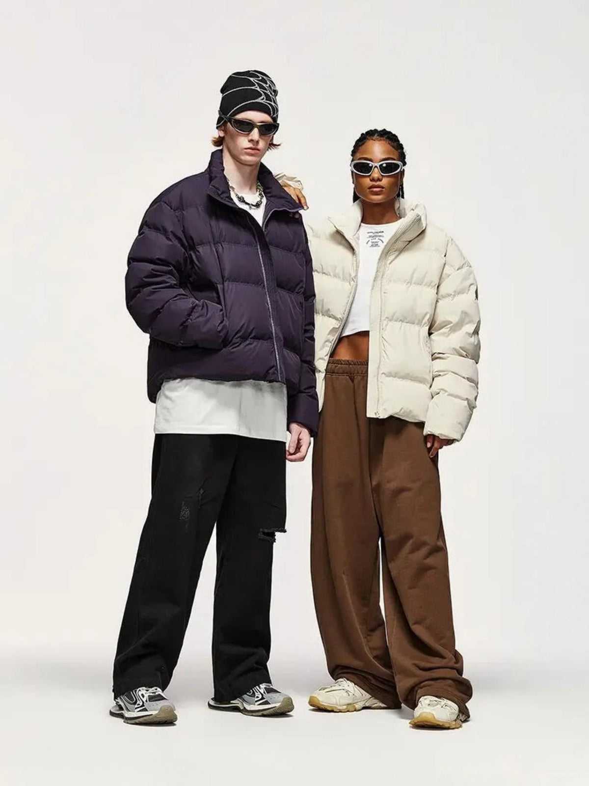 Men's Cropped Puffer Jacket with High Collar – Padded Zip-Up Winter Jacket