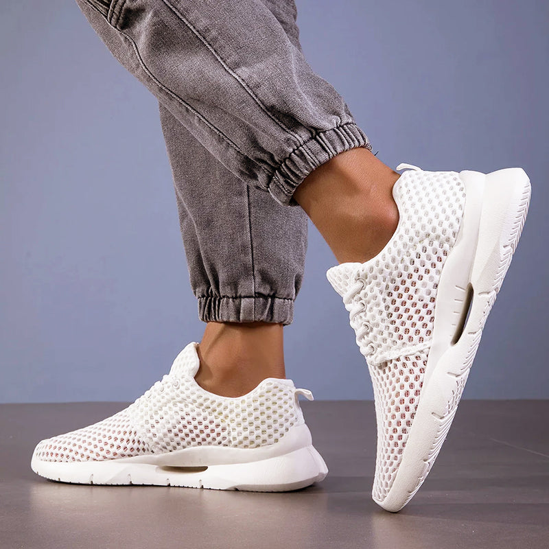 Men's Breathable Mesh Sneakers – Lightweight Lace-Up Walking Shoes