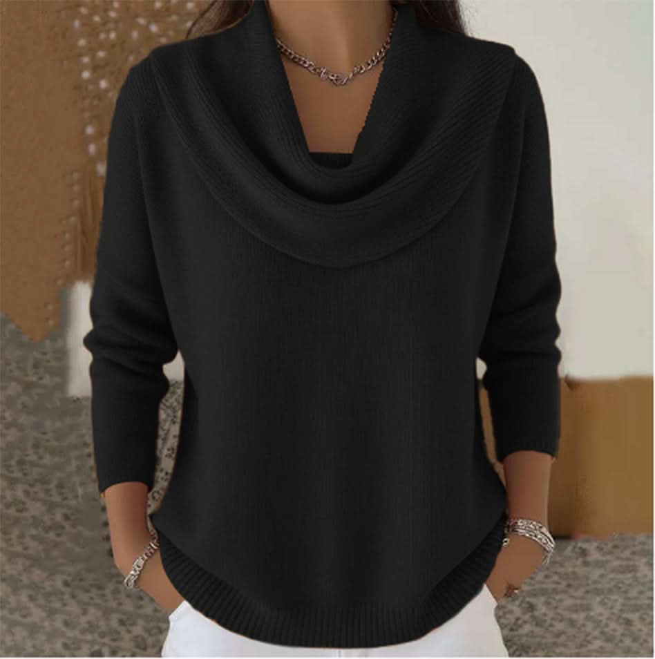 Women's Cowl Neck Knit Sweater – Relaxed Fit Soft Pullover