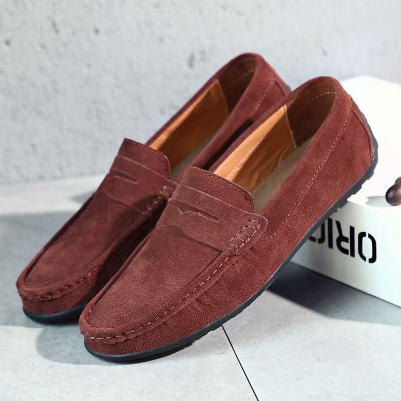 Men's Suede Slip-On Loafers – Minimal Cushioned Smart Casual Shoes