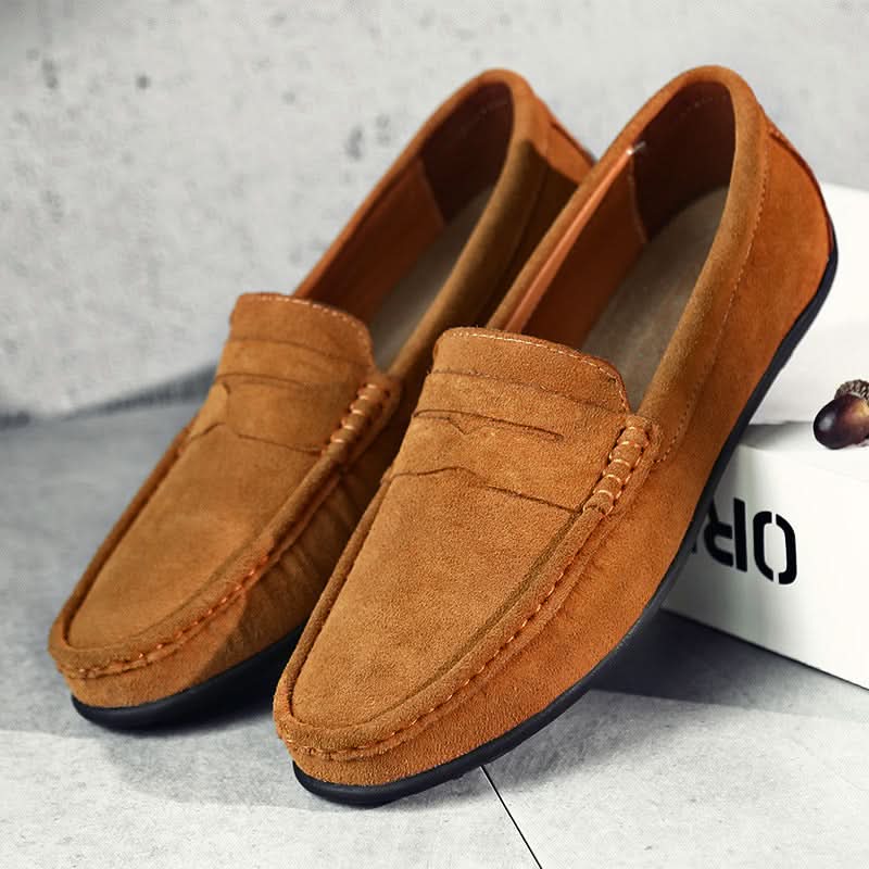 Men's Suede Slip-On Loafers – Minimal Cushioned Smart Casual Shoes