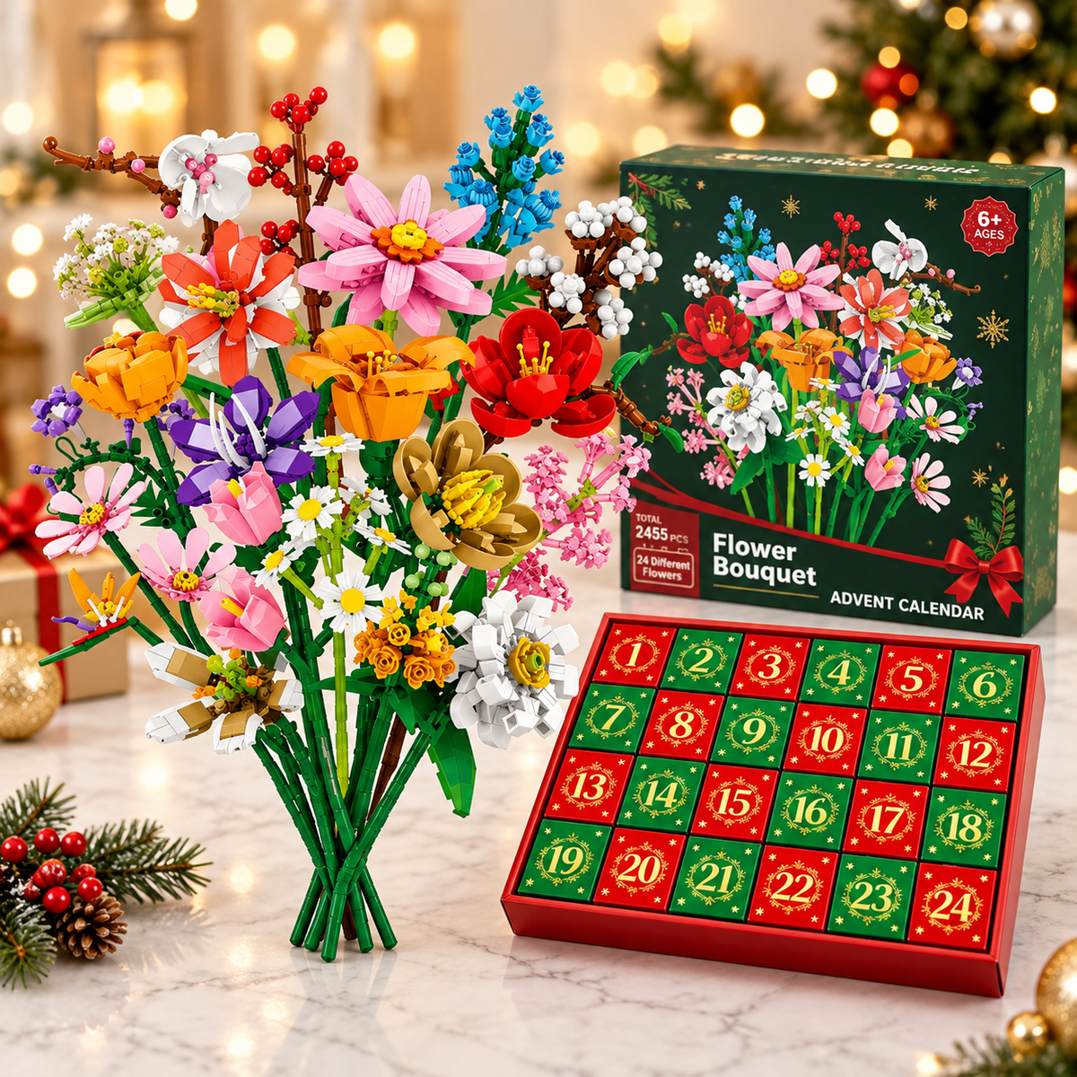 Daisy | Build a Flower Christmas Advent Calendar with 24 DIY Bouquet Kits