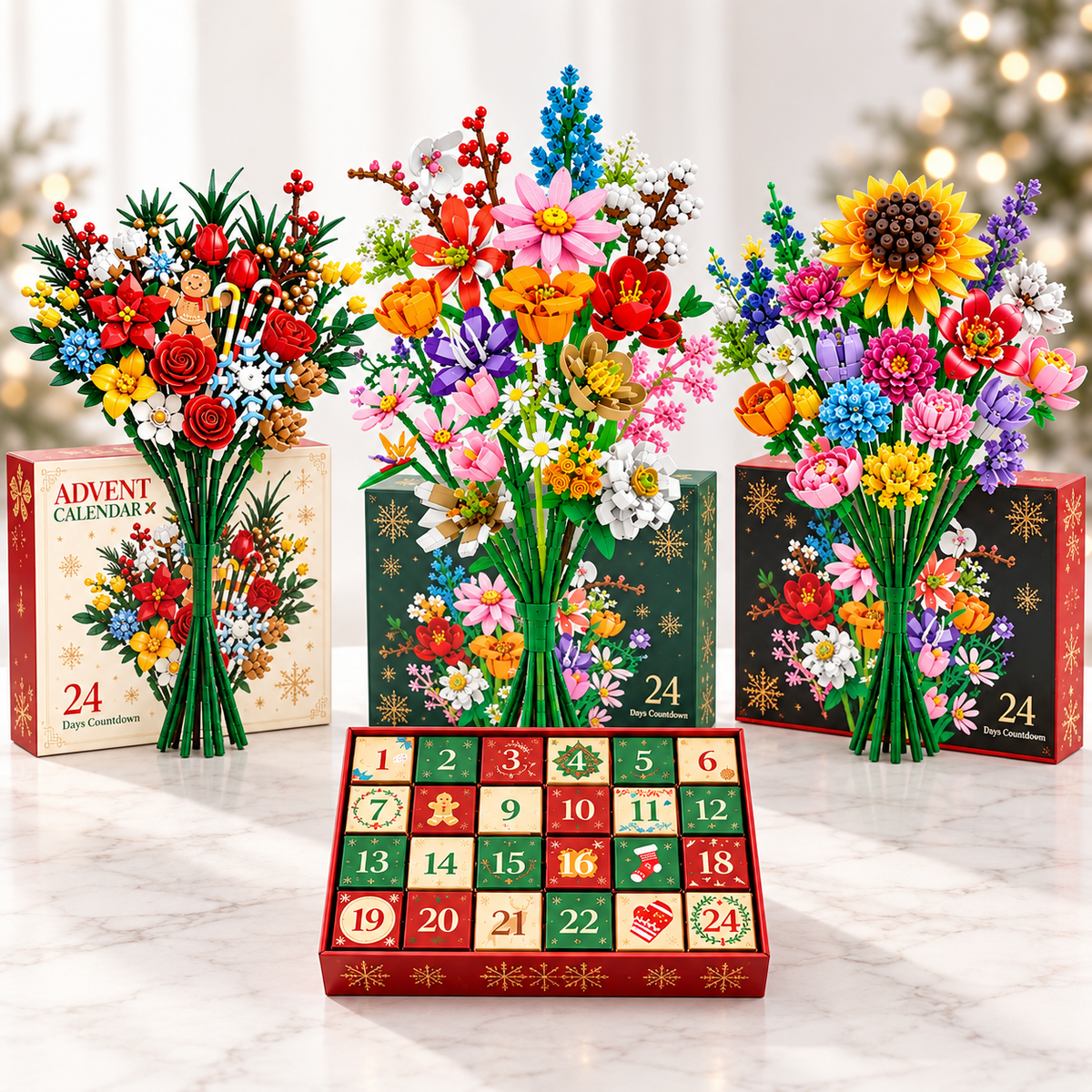 Daisy | Build a Flower Christmas Advent Calendar with 24 DIY Bouquet Kits