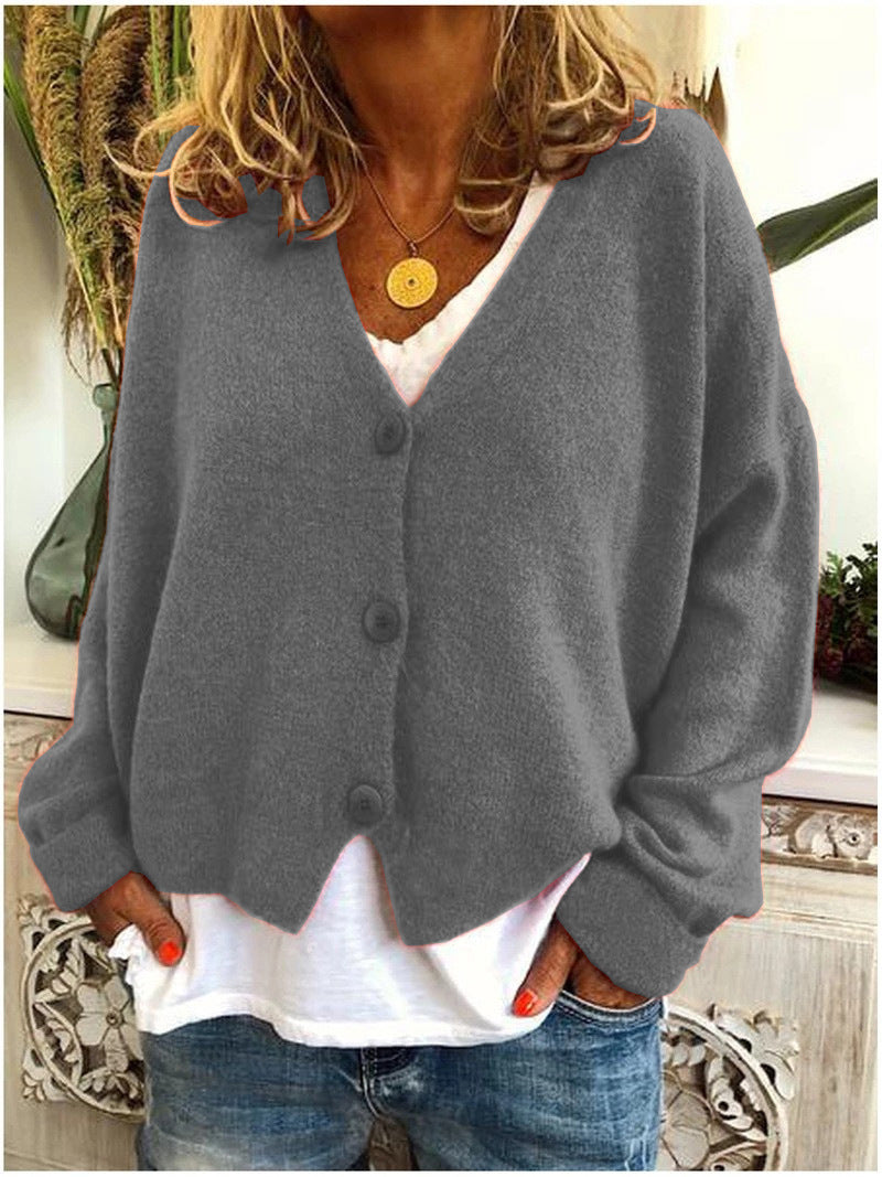 Women's Soft Knit Cardigan – Relaxed Fit Warm Button Sweater