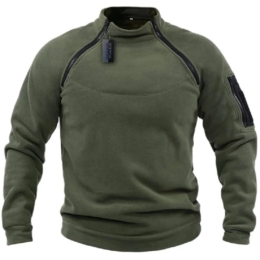 Men's Multi-Zip Pullover Sweatshirt – Raglan Sleeve Utility Sweatshirt