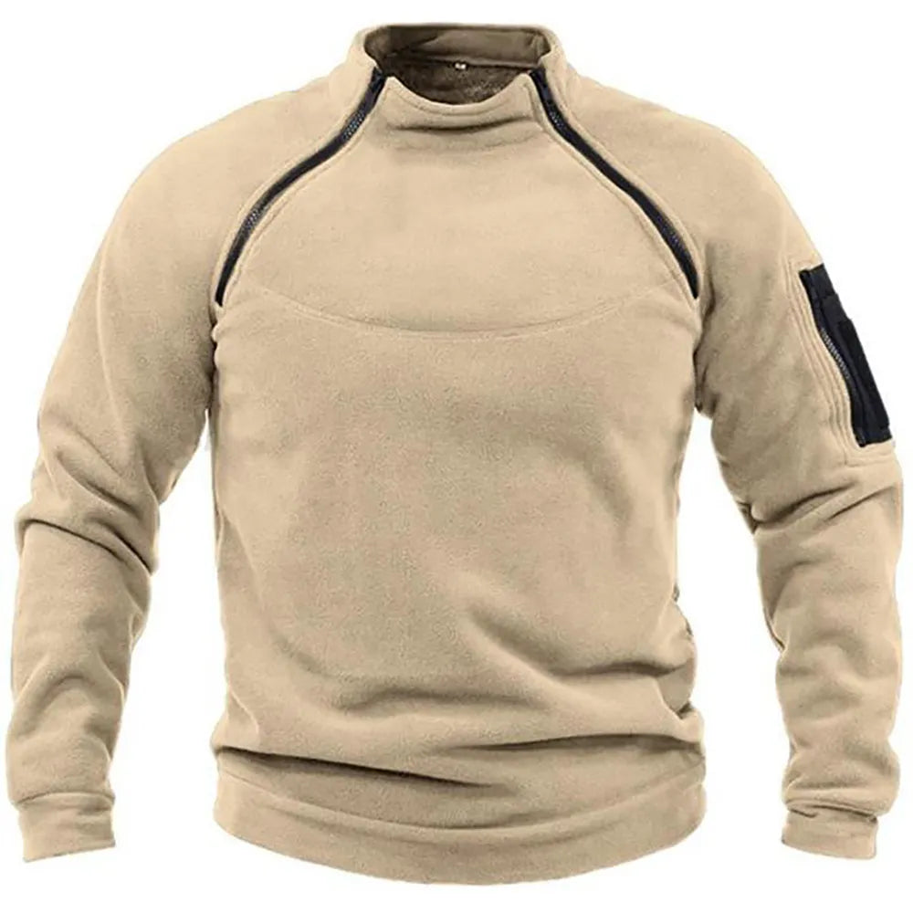 Men's Multi-Zip Pullover Sweatshirt – Raglan Sleeve Utility Sweatshirt