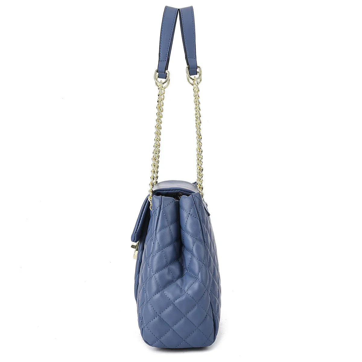Women's Quilted Chain Handle Bag – Structured Turn-Lock Handbag