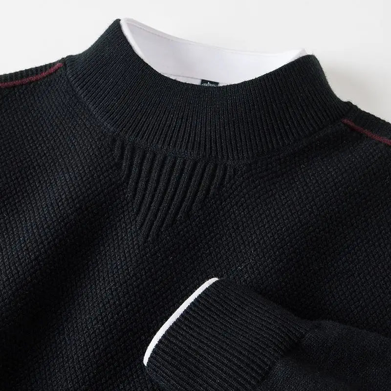 Men's Textured Mock Neck Knit Sweater – Mid-Weight Relaxed Pullover