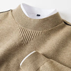 Men's Textured Mock Neck Knit Sweater – Mid-Weight Relaxed Pullover