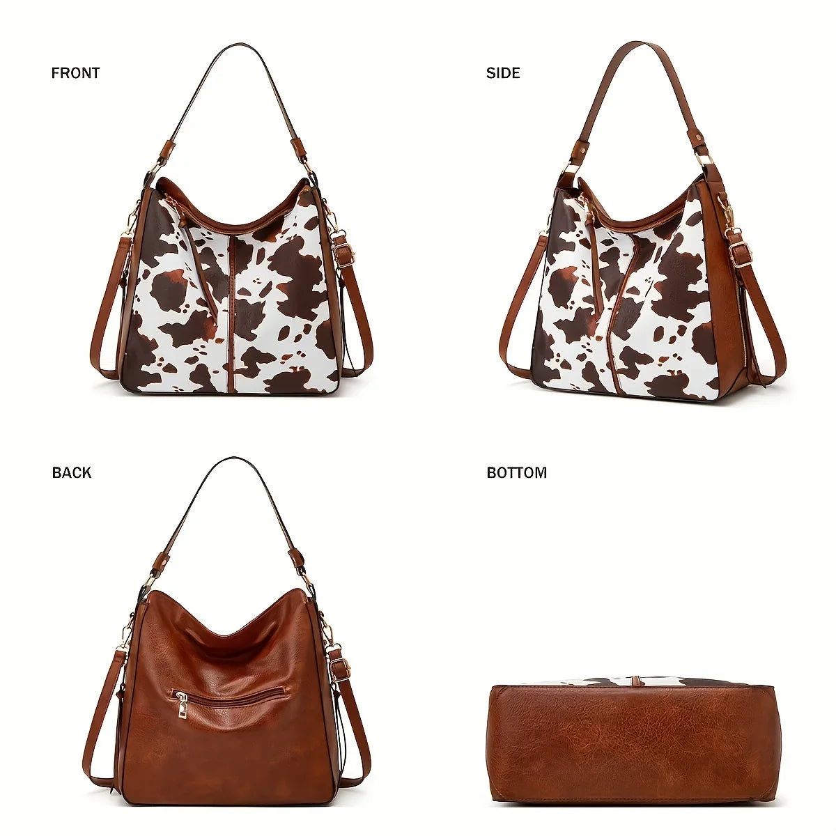 Women's Animal Print Tote with Wristlet – Two-Piece Faux Leather Bag Set