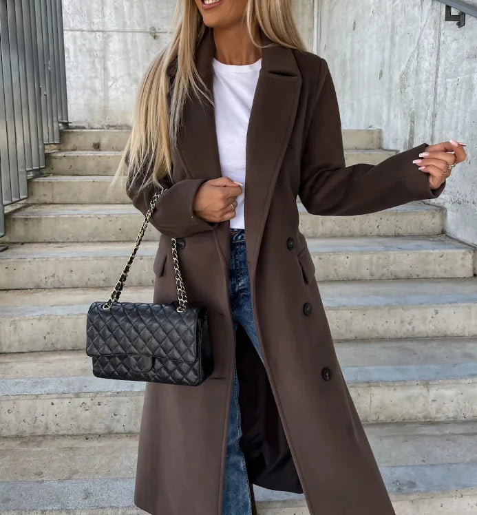 Women's Long Tailored Trench Coat – Sleek Classic Overcoat