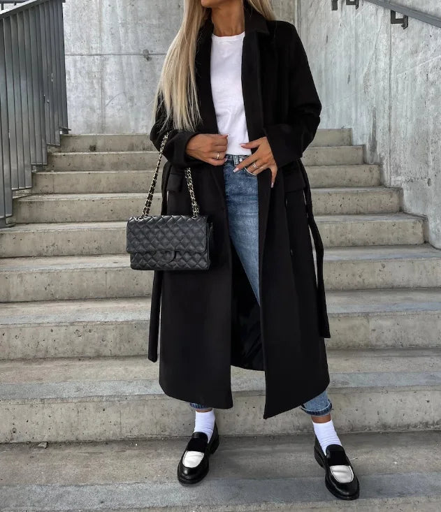 Women's Long Tailored Trench Coat – Sleek Classic Overcoat