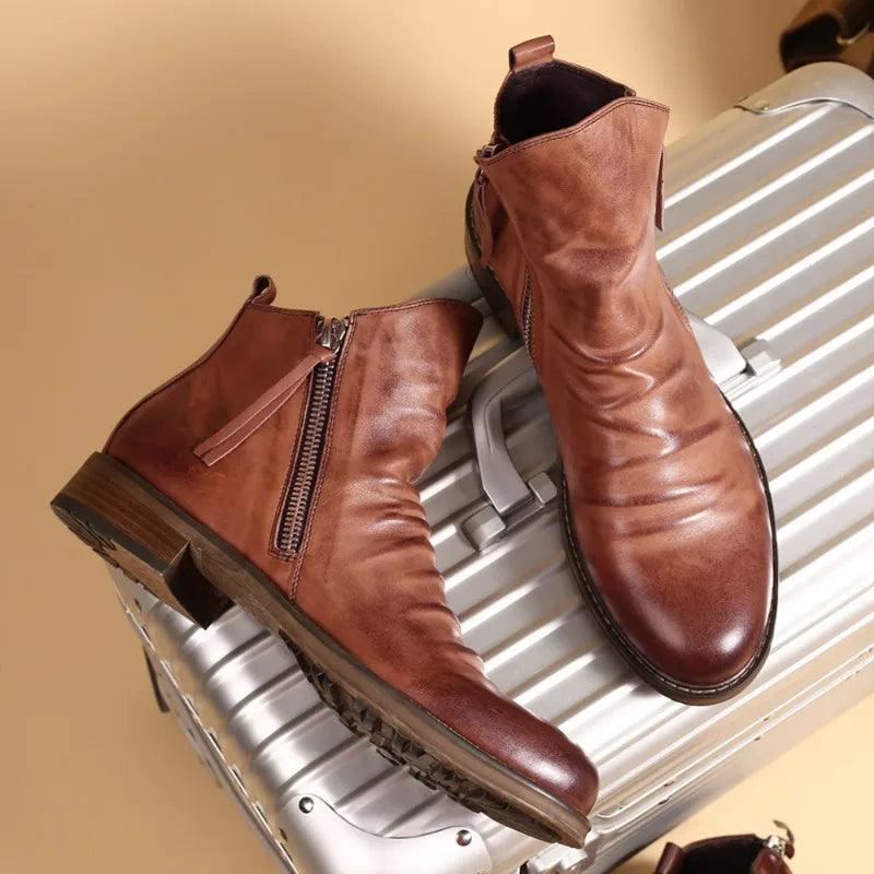 Men's Classic Chelsea Boots – Slip-On Ankle Boots with Elastic Sides