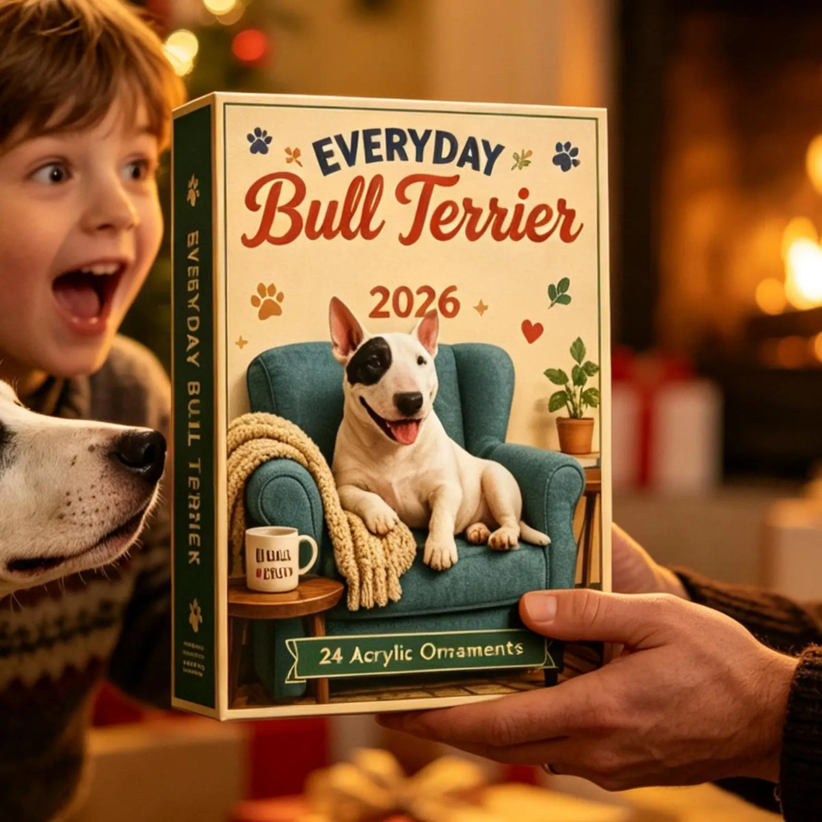 Bentley | Bull Terrier Christmas Advent Calendar with 24 Dog Tree Ornaments