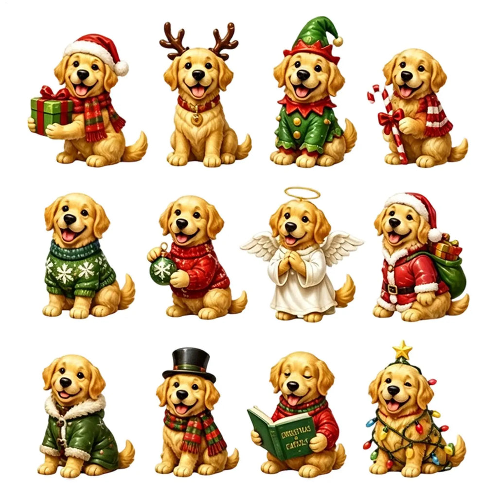 Goldie | Golden Retriever Christmas Advent Calendar with 24 Puppy Tree Ornaments