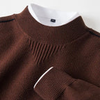 Men's Textured Mock Neck Knit Sweater – Mid-Weight Relaxed Pullover