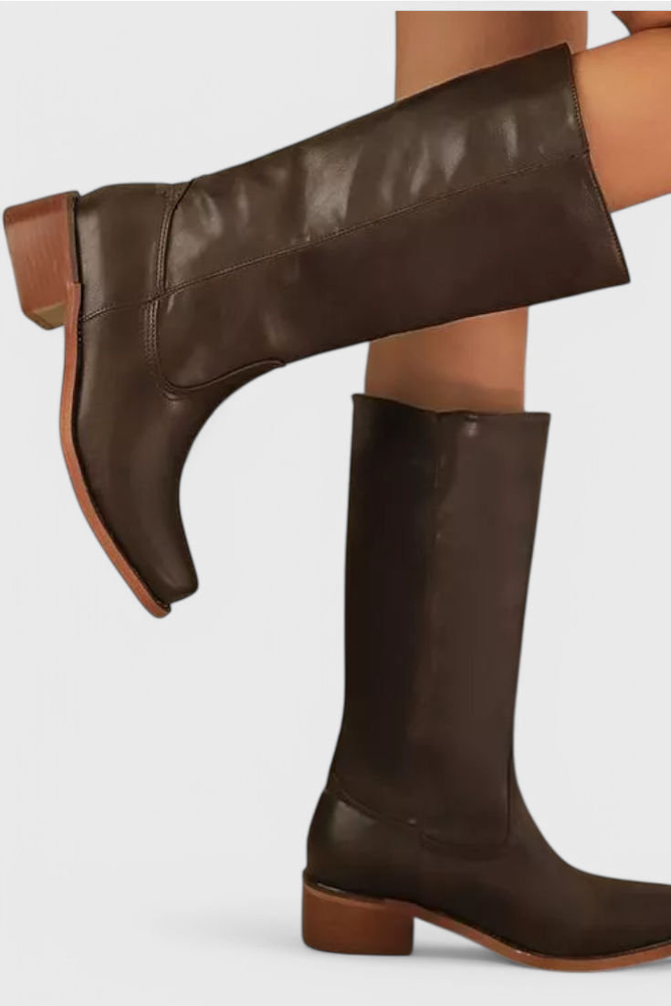 Women's Knee-High Heeled Boots – Sleek Leather-Look Tall Boots