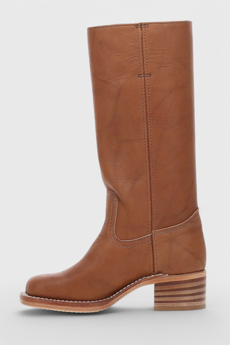 Women's Knee-High Heeled Boots – Sleek Leather-Look Tall Boots