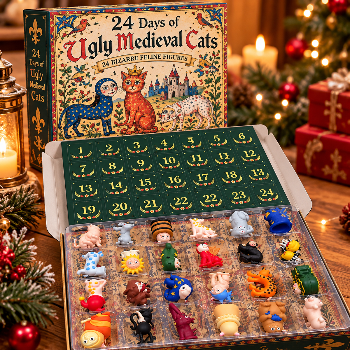 Felix | Medieval Cat Christmas Advent Calendar with 24 Funny Cat Figurines
