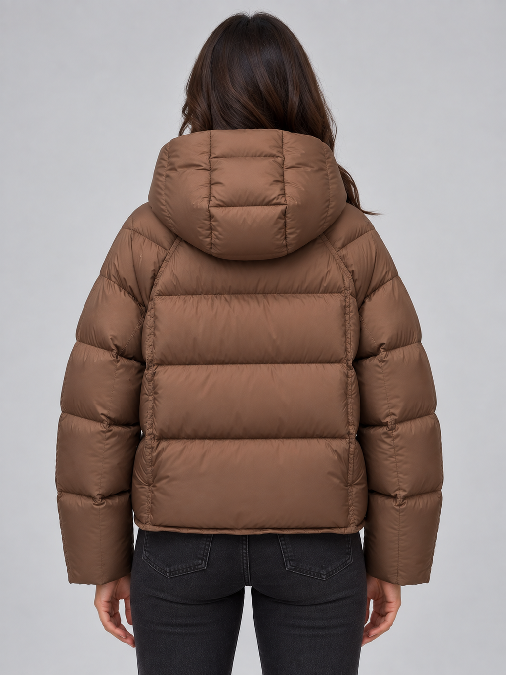 Women's Hooded Puffer Jacket – High Neck Relaxed Fit Padded Coat