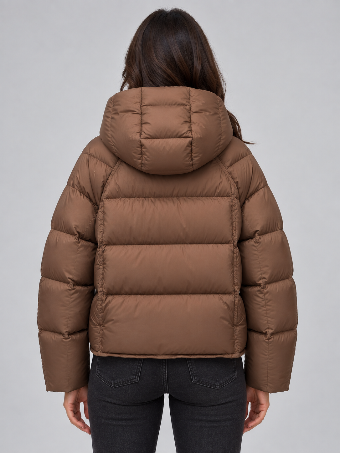 Women's Hooded Puffer Jacket – High Neck Relaxed Fit Padded Coat