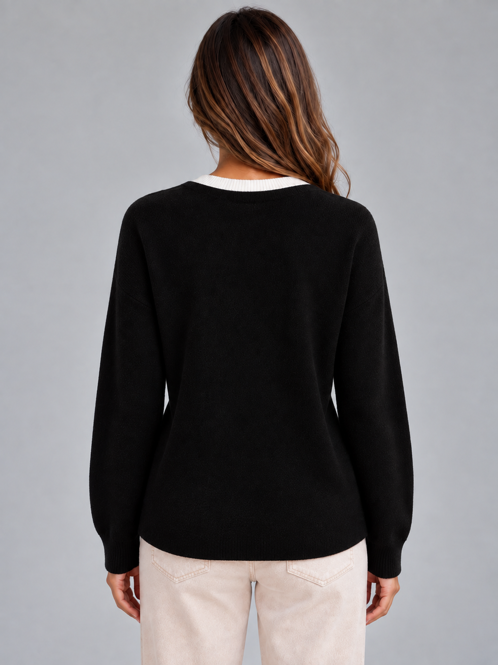 Women's Layered Knit Cardigan – Pleated Shirt Hem Button Front Sweater