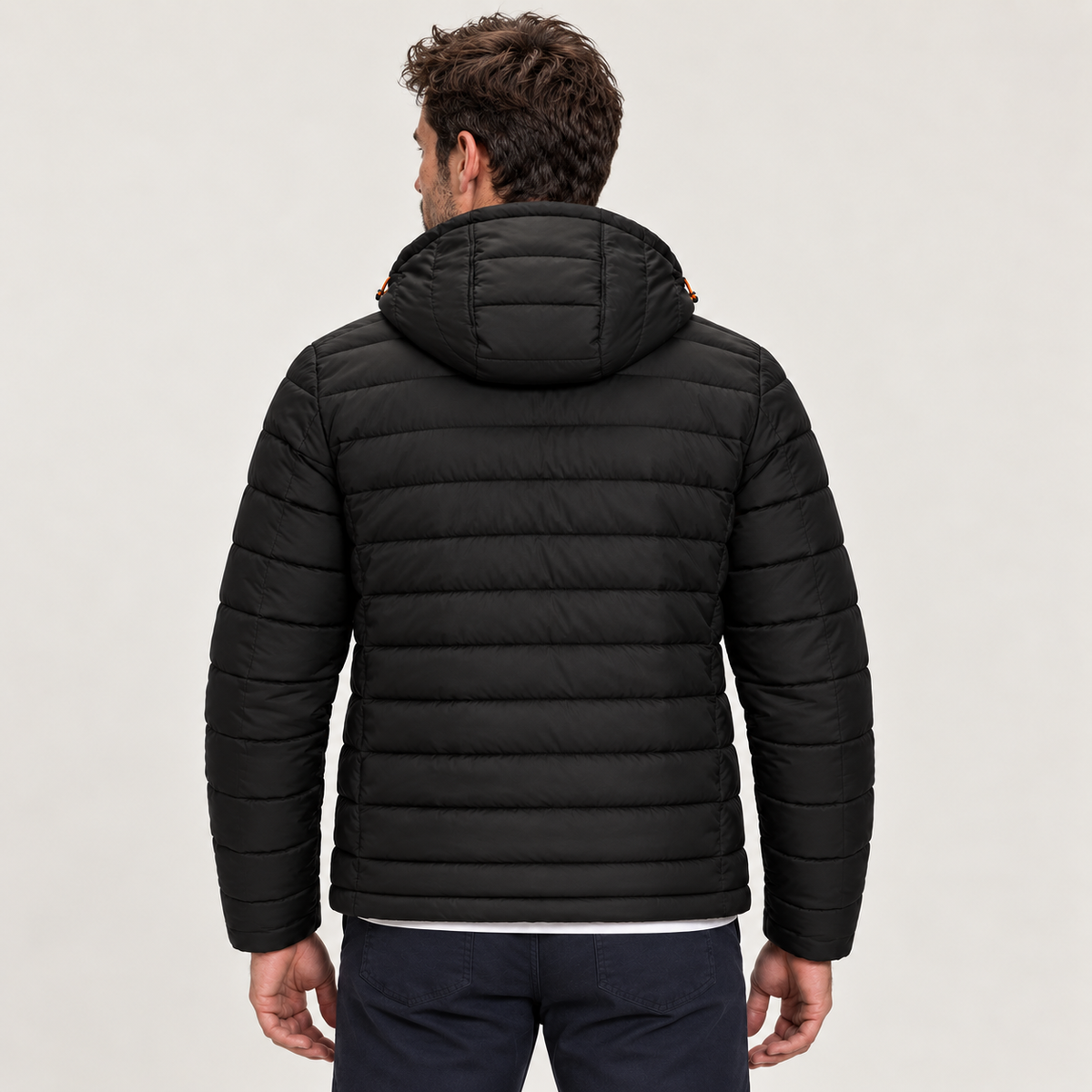 Men's Hooded Quilted Puffer Jacket – Full Zip Warm Winter Coat