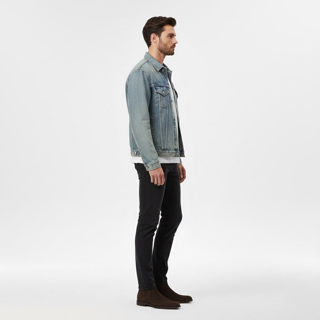Men's Classic Denim Trucker Jacket – Button-Up Jean Jacket