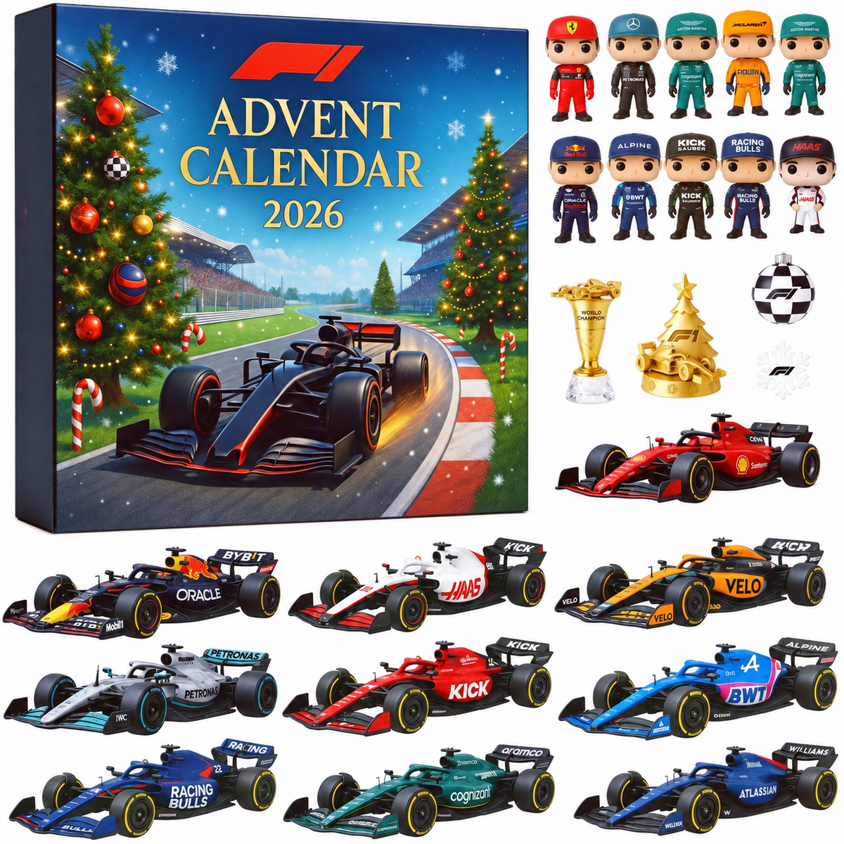 Knox | Formula Racing Legends Christmas Advent Calendar 2026 with 24 Mini Grand Prix Figures