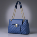 Women's Quilted Chain Handle Bag – Structured Turn-Lock Handbag