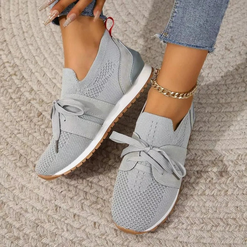 Women's Lace-Detail Slip-On Sneakers – Breathable Non-Slip Walking Shoes