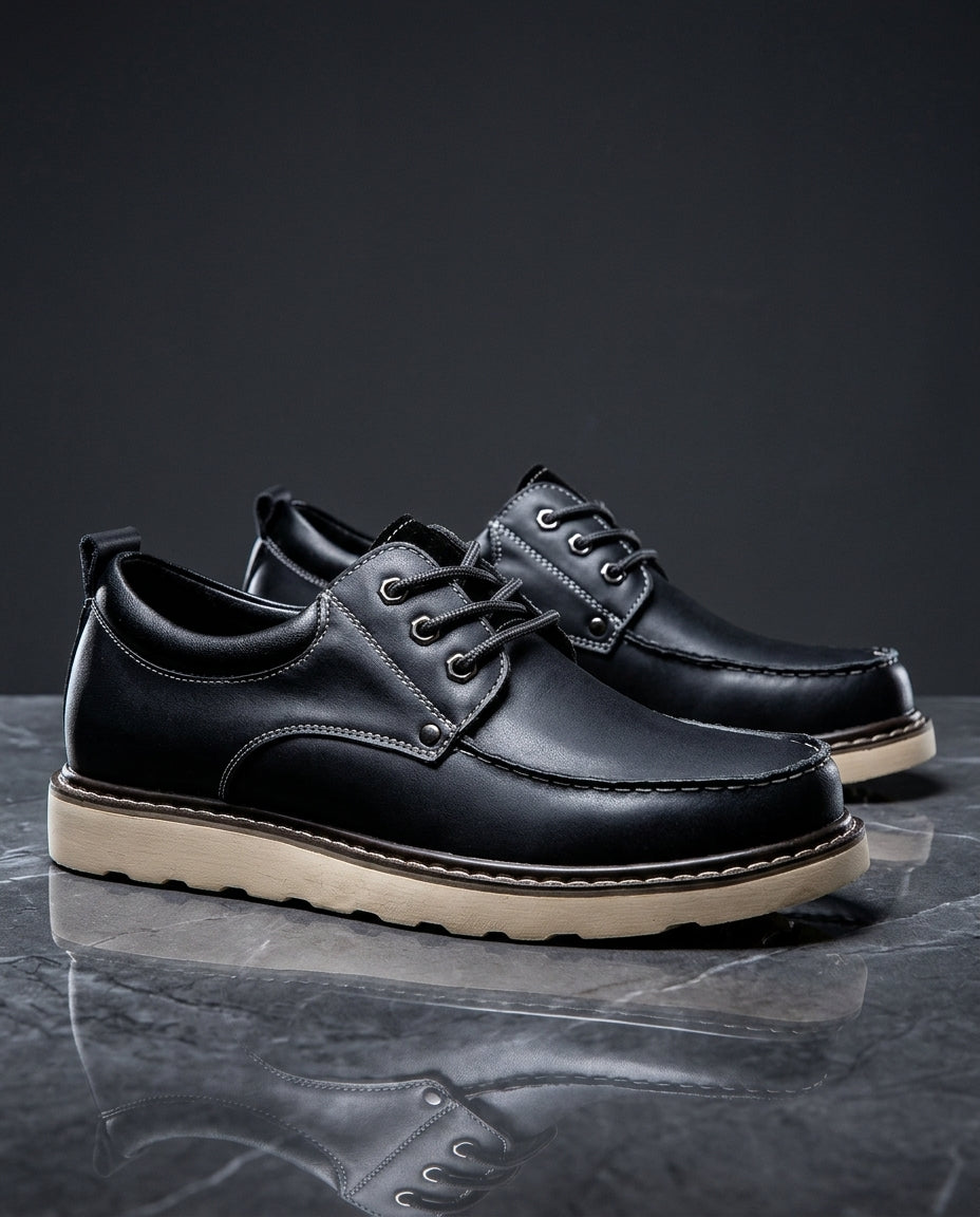 Men's Cushioned Moc Toe Shoes – Rugged Lace-Up Casual Shoes