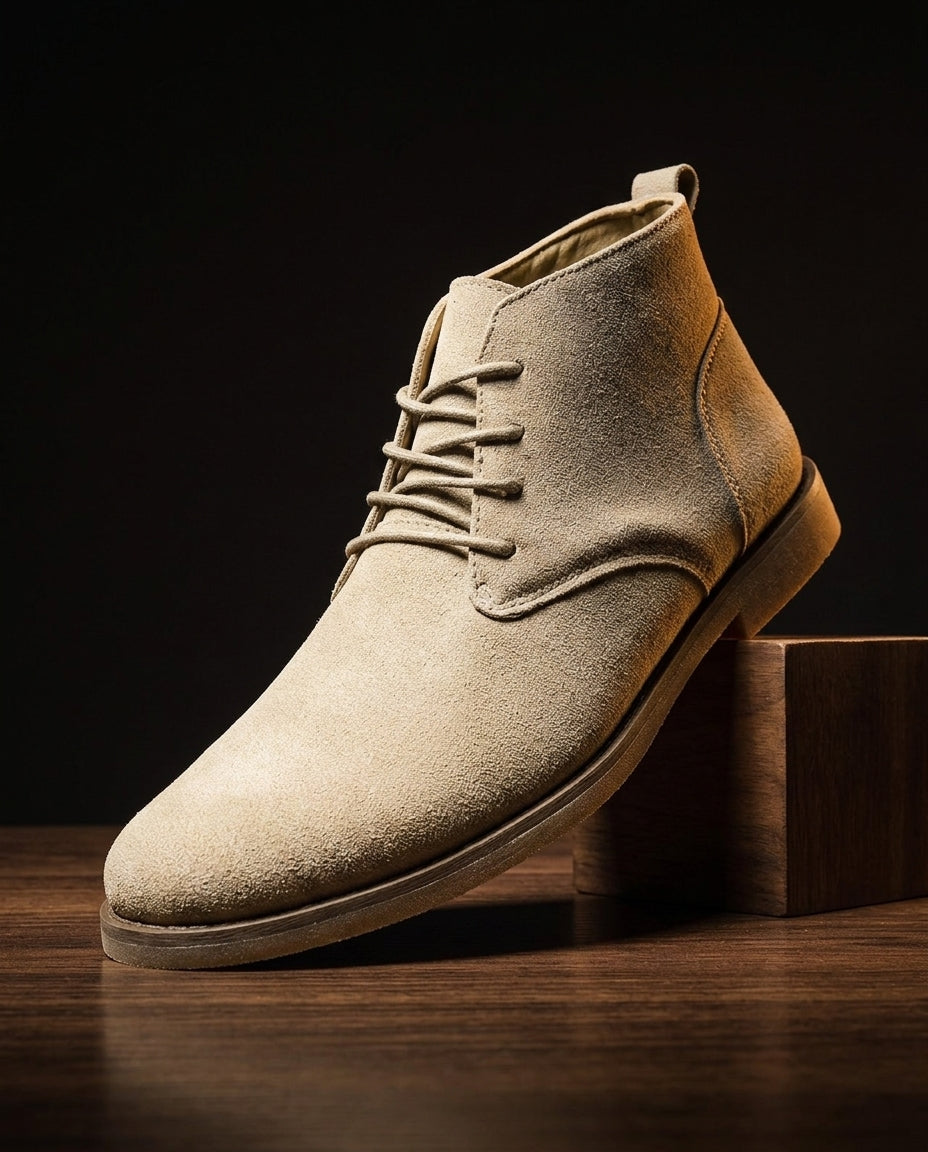 Men's Suede-Look Lace-Up Ankle Boots – Minimal Lightweight Desert Boots