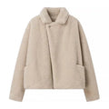 Women's Cropped Teddy Coat – Plush Wide Collar Winter Jacket