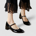 Women's Low Block Heel Mary Jane Shoes – Classic Buckle Strap Pumps