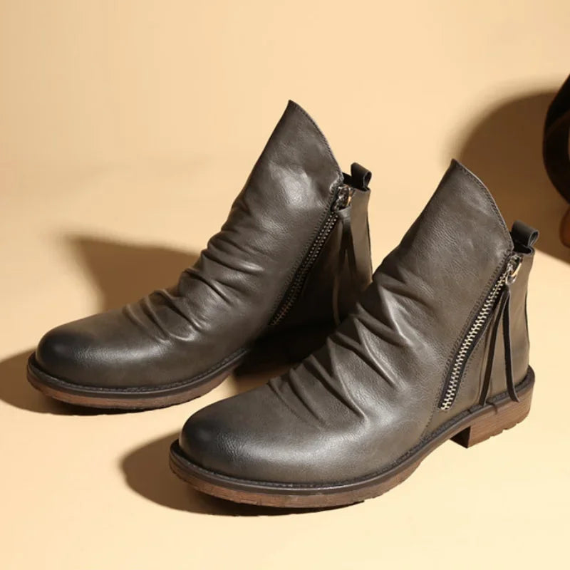 Men's Classic Chelsea Boots – Slip-On Ankle Boots with Elastic Sides