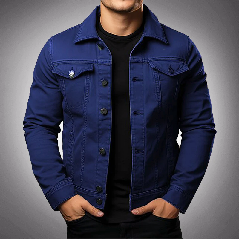 Men's Classic Trucker Jacket – Button Front Denim Jacket with Chest Pockets