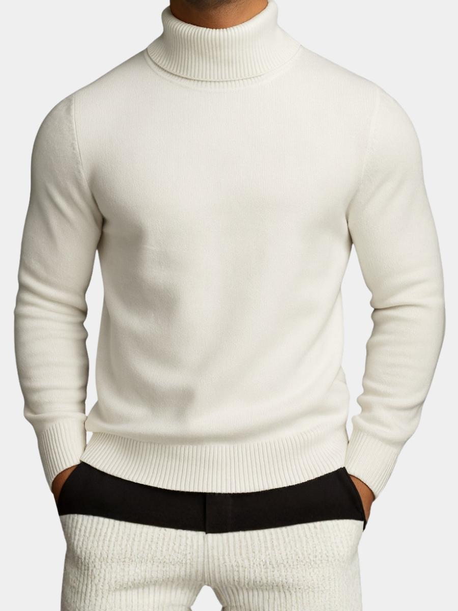 Men's Ribbed Turtleneck Sweater – Slim Long Sleeve Knit Pullover
