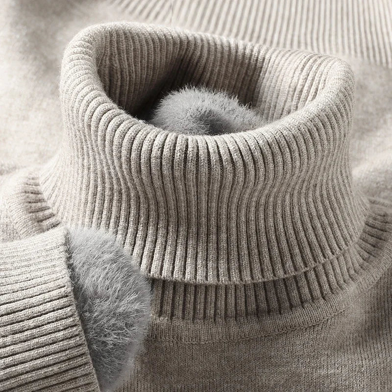 Men's Ribbed Turtleneck Sweater – Slim Long Sleeve Knit Pullover