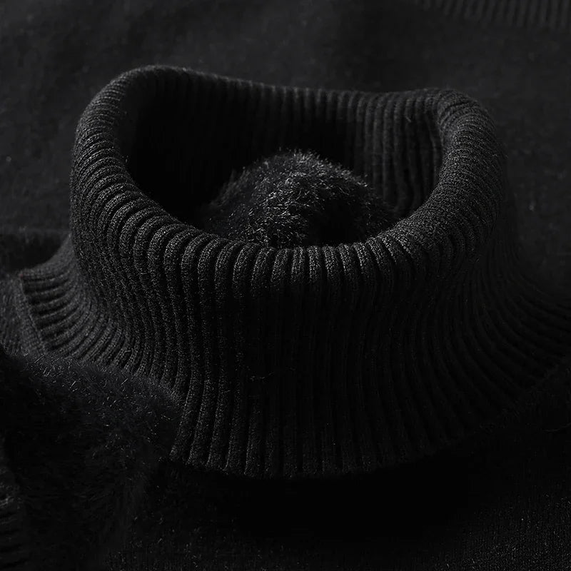 Men's Ribbed Turtleneck Sweater – Slim Long Sleeve Knit Pullover