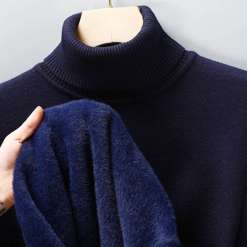 Men's Ribbed Turtleneck Sweater – Slim Long Sleeve Knit Pullover