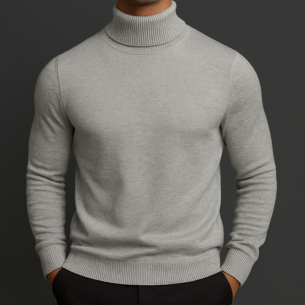 Men's Ribbed Turtleneck Sweater – Slim Long Sleeve Knit Pullover