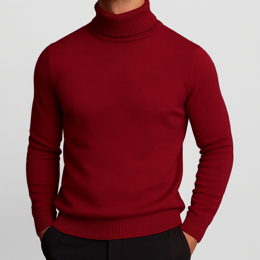 Men's Ribbed Turtleneck Sweater – Slim Long Sleeve Knit Pullover