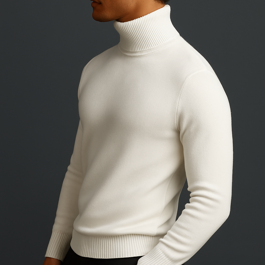 Men's Ribbed Turtleneck Sweater – Slim Long Sleeve Knit Pullover